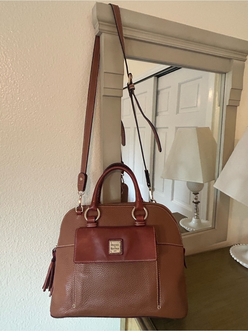 Dooney & Bourke Aubrey Satchel - Pebble Leather Cognac/Brown - EEUC